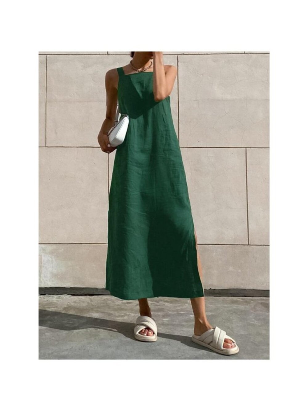 Side Slit Sleeveless Midi Dress